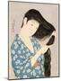 Woman in a Bathrobe Combing Her Hair-Taisho Era. Hashiguchi Goyo-Mounted Art Print