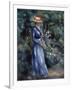 Woman in a Blue Dress Standing in the Garden at Saint-Cloud, 1899-Pierre-Auguste Renoir-Framed Giclee Print