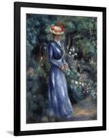 Woman in a Blue Dress Standing in the Garden at Saint-Cloud, 1899-Pierre-Auguste Renoir-Framed Giclee Print