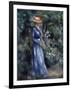 Woman in a Blue Dress Standing in the Garden at Saint-Cloud, 1899-Pierre-Auguste Renoir-Framed Giclee Print