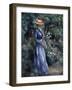 Woman in a Blue Dress Standing in the Garden at Saint-Cloud, 1899-Pierre-Auguste Renoir-Framed Giclee Print