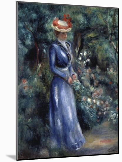 Woman in a Blue Dress Standing in the Garden at Saint-Cloud, 1899-Pierre-Auguste Renoir-Mounted Giclee Print