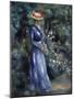 Woman in a Blue Dress Standing in the Garden at Saint-Cloud, 1899-Pierre-Auguste Renoir-Mounted Giclee Print