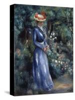 Woman in a Blue Dress Standing in the Garden at Saint-Cloud, 1899-Pierre-Auguste Renoir-Stretched Canvas