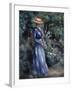 Woman in a Blue Dress Standing in the Garden at Saint-Cloud, 1899-Pierre-Auguste Renoir-Framed Giclee Print