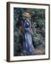 Woman in a Blue Dress Standing in the Garden at Saint-Cloud, 1899-Pierre-Auguste Renoir-Framed Giclee Print