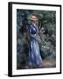 Woman in a Blue Dress Standing in the Garden at Saint-Cloud, 1899-Pierre-Auguste Renoir-Framed Giclee Print