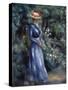Woman in a Blue Dress Standing in the Garden at Saint-Cloud, 1899-Pierre-Auguste Renoir-Stretched Canvas