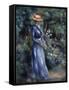 Woman in a Blue Dress Standing in the Garden at Saint-Cloud, 1899-Pierre-Auguste Renoir-Framed Stretched Canvas