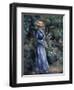 Woman in a Blue Dress Standing in the Garden at Saint-Cloud, 1899-Pierre-Auguste Renoir-Framed Giclee Print