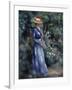 Woman in a Blue Dress Standing in the Garden at Saint-Cloud, 1899-Pierre-Auguste Renoir-Framed Giclee Print