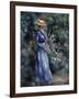 Woman in a Blue Dress Standing in the Garden at Saint-Cloud, 1899-Pierre-Auguste Renoir-Framed Giclee Print