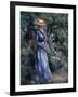 Woman in a Blue Dress Standing in the Garden at Saint-Cloud, 1899-Pierre-Auguste Renoir-Framed Giclee Print