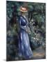 Woman in a Blue Dress Standing in the Garden at Saint-Cloud, 1899-Pierre-Auguste Renoir-Mounted Giclee Print