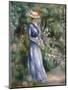 Woman in a Blue Dress Standing in the Garden at Saint-Cloud-Pierre-Auguste Renoir-Mounted Giclee Print