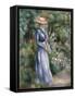 Woman in a Blue Dress Standing in the Garden at Saint-Cloud-Pierre-Auguste Renoir-Framed Stretched Canvas