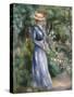 Woman in a Blue Dress Standing in the Garden at Saint-Cloud-Pierre-Auguste Renoir-Stretched Canvas