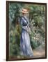 Woman in a Blue Dress Standing in the Garden at Saint-Cloud-Pierre-Auguste Renoir-Framed Giclee Print