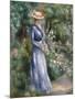 Woman in a Blue Dress Standing in the Garden at Saint-Cloud-Pierre-Auguste Renoir-Mounted Giclee Print