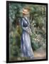 Woman in a Blue Dress Standing in the Garden at Saint-Cloud-Pierre-Auguste Renoir-Framed Giclee Print