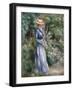 Woman in a Blue Dress Standing in the Garden at Saint-Cloud-Pierre-Auguste Renoir-Framed Giclee Print