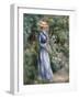 Woman in a Blue Dress Standing in the Garden at Saint-Cloud-Pierre-Auguste Renoir-Framed Giclee Print