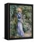 Woman in a Blue Dress Standing in the Garden at Saint-Cloud-Pierre-Auguste Renoir-Framed Stretched Canvas