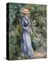 Woman in a Blue Dress Standing in the Garden at Saint-Cloud-Pierre-Auguste Renoir-Stretched Canvas