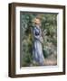 Woman in a Blue Dress Standing in the Garden at Saint-Cloud-Pierre-Auguste Renoir-Framed Giclee Print