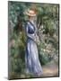 Woman in a Blue Dress Standing in the Garden at Saint-Cloud-Pierre-Auguste Renoir-Mounted Giclee Print