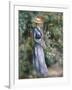 Woman in a Blue Dress Standing in the Garden at Saint-Cloud-Pierre-Auguste Renoir-Framed Giclee Print