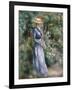 Woman in a Blue Dress Standing in the Garden at Saint-Cloud-Pierre-Auguste Renoir-Framed Giclee Print