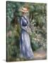 Woman in a Blue Dress Standing in the Garden at Saint-Cloud-Pierre-Auguste Renoir-Stretched Canvas