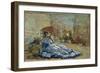 Woman in a Blue Dress under a Parasol, C.1865-Eugène Boudin-Framed Giclee Print