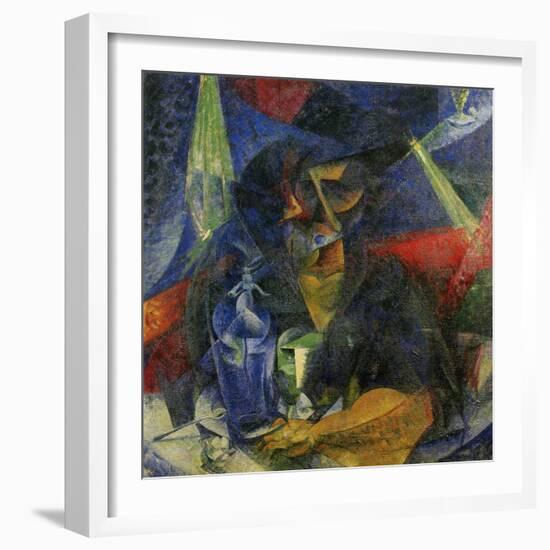 Woman in a Cafe: Compentrations of Lights and Planes-Umberto Boccioni-Framed Giclee Print