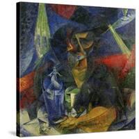 Woman in a Cafe: Compentrations of Lights and Planes-Umberto Boccioni-Stretched Canvas