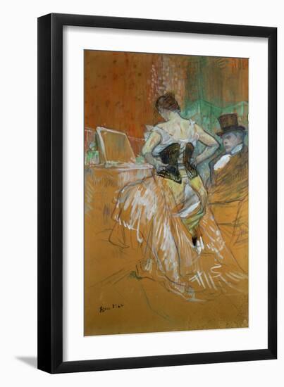 Woman in a corset, a study for Elles, 1896.-Henri de Toulouse-Lautrec-Framed Giclee Print