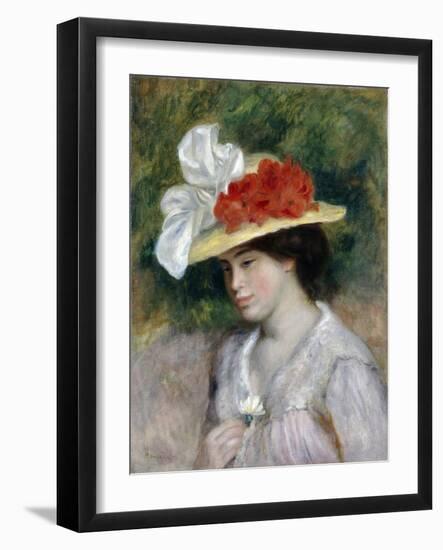 Woman in a Flowered Hat, 1889-Pierre-Auguste Renoir-Framed Giclee Print