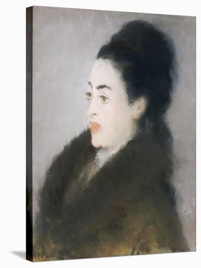 Woman in a Fur Coat in Profile, 1879-Edouard Manet-Stretched Canvas