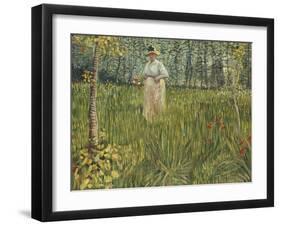 Woman in a Garden, 1887-Vincent van Gogh-Framed Giclee Print