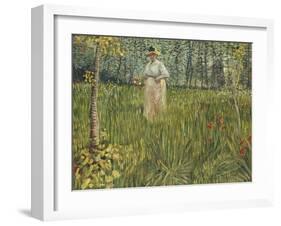 Woman in a Garden, 1887-Vincent van Gogh-Framed Giclee Print