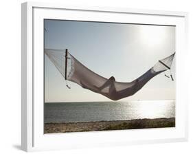 Woman in a Hammock on the Beach, Florida, United States of America, North America-Angelo Cavalli-Framed Photographic Print