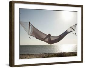 Woman in a Hammock on the Beach, Florida, United States of America, North America-Angelo Cavalli-Framed Photographic Print