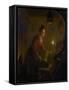 Woman in a Kitchen by Candlelight-Michiel Versteegh-Framed Stretched Canvas