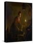 Woman in a Kitchen by Candlelight-Michiel Versteegh-Stretched Canvas