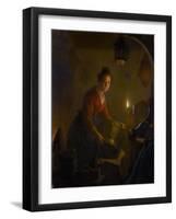 Woman in a Kitchen by Candlelight-Michiel Versteegh-Framed Giclee Print
