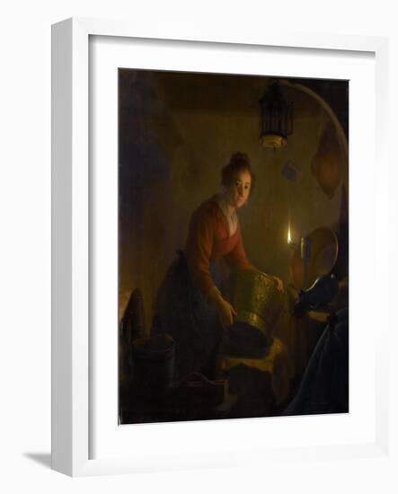 Woman in a Kitchen by Candlelight-Michiel Versteegh-Framed Giclee Print