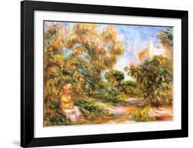 Woman in a Landscape-Pierre-Auguste Renoir-Framed Art Print