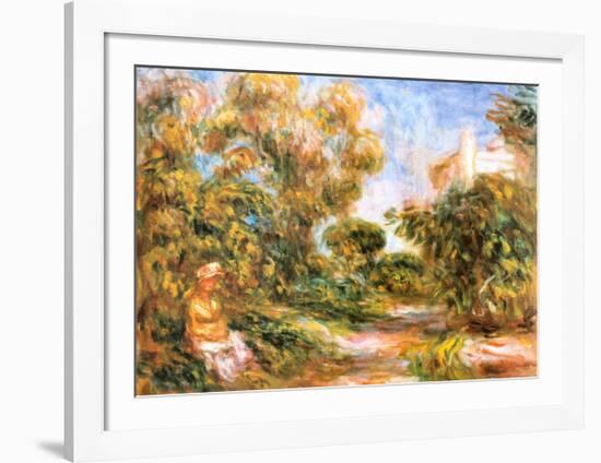 Woman in a Landscape-Pierre-Auguste Renoir-Framed Art Print