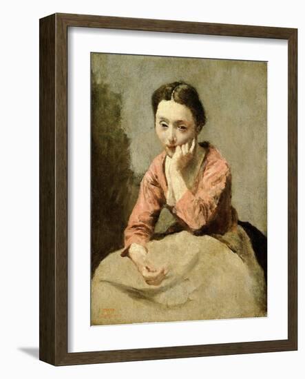 Woman in a Pink Blouse (Oil on Canvas)-Jean Baptiste Camille Corot-Framed Giclee Print